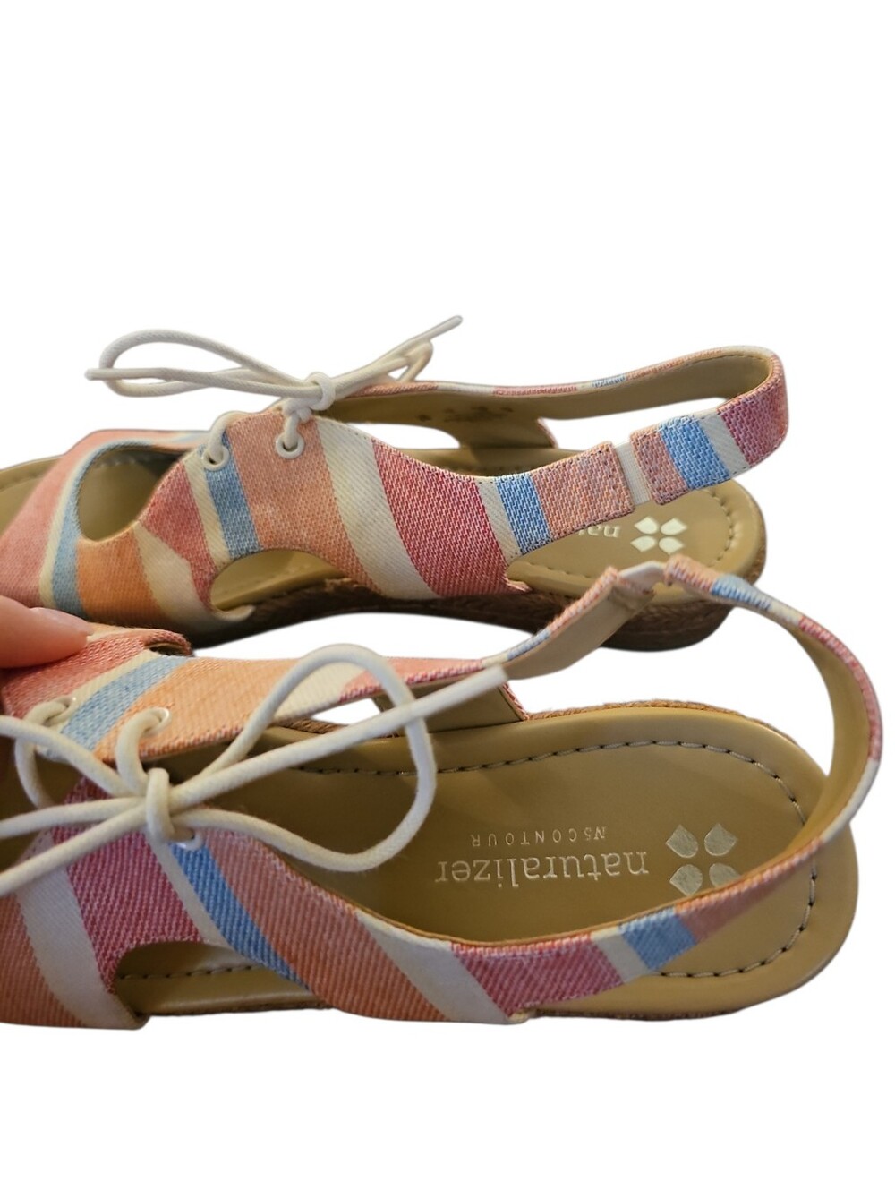 Naturalizer Reilly Women’s Striped Lace-Up Open-Toe Sandals in Pastel Pink 9M - Picture 6 of 7